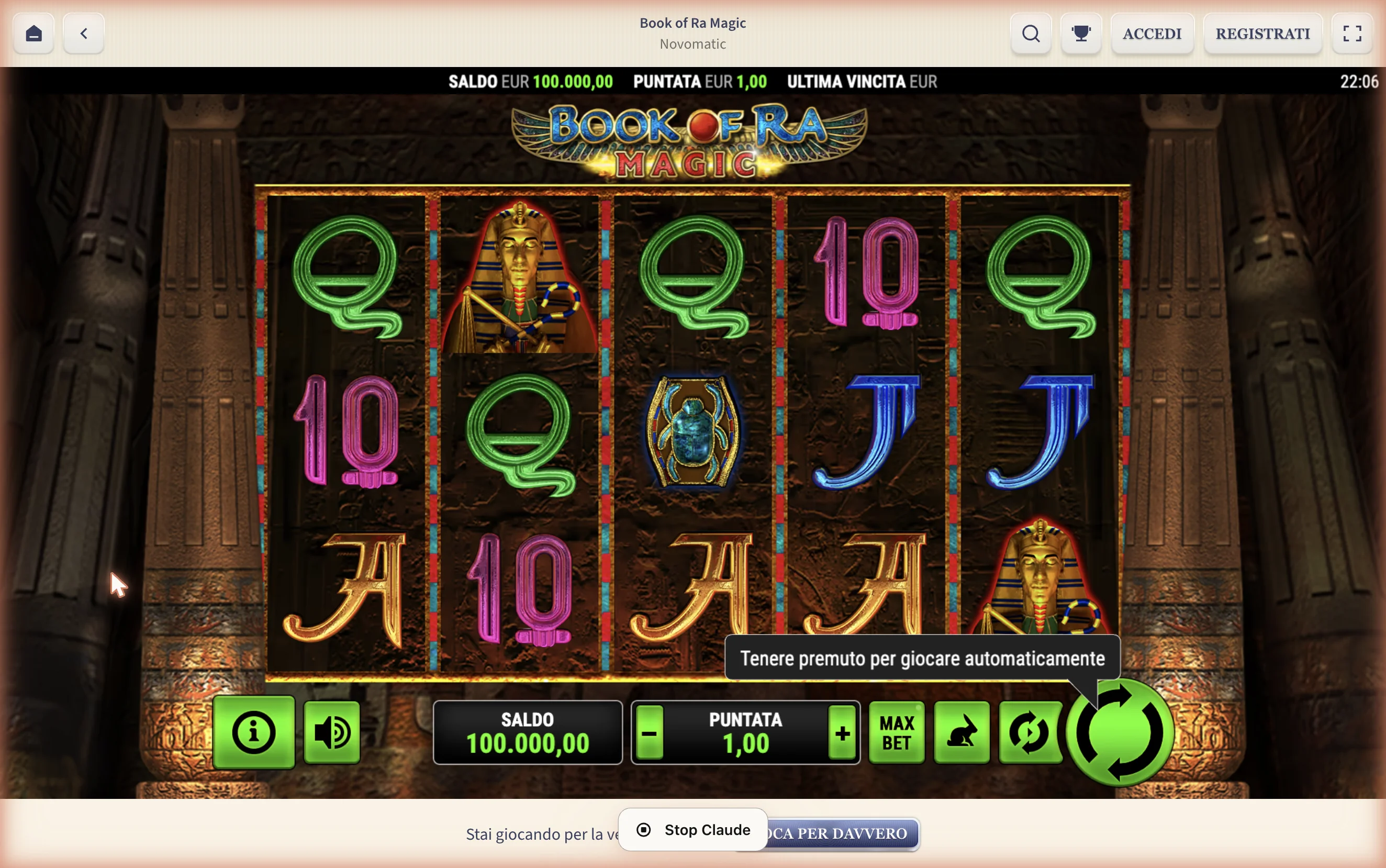 Sessione demo Book of Ra Magic su VipLuck